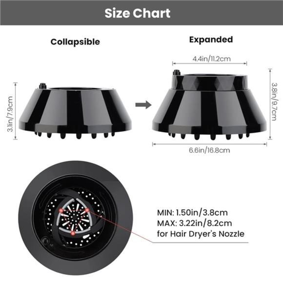 Universal Collapsible Hair Diffuser,Travel Foldable Adjustable Salon Fast Drying - Picture 6 of 7